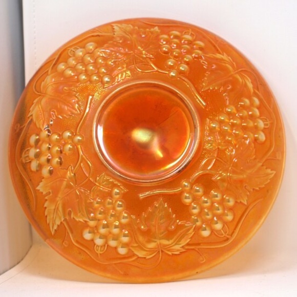 Vintage Imperial Carnival Glass Grape Design Candy Dish, Serving Dish - Picture 9 of 9